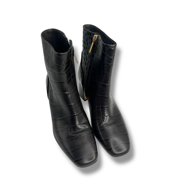 Cole Haan Gemma Dress Booties Dark Chocolate Crocodile Size 5 Square Anle Boot - Picture 5 of 15